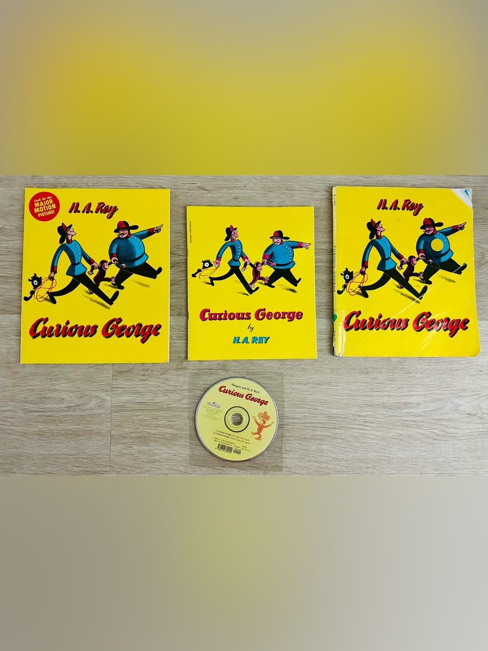 HOMESCHOOL/TEACHER Bundle - THREE (3) Curious George Books AND Audio CD